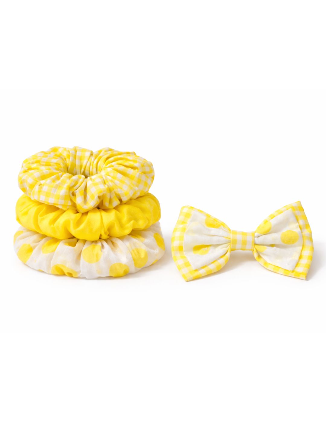 Set Of 3 Cotton Scrunchies With Bow For Girls