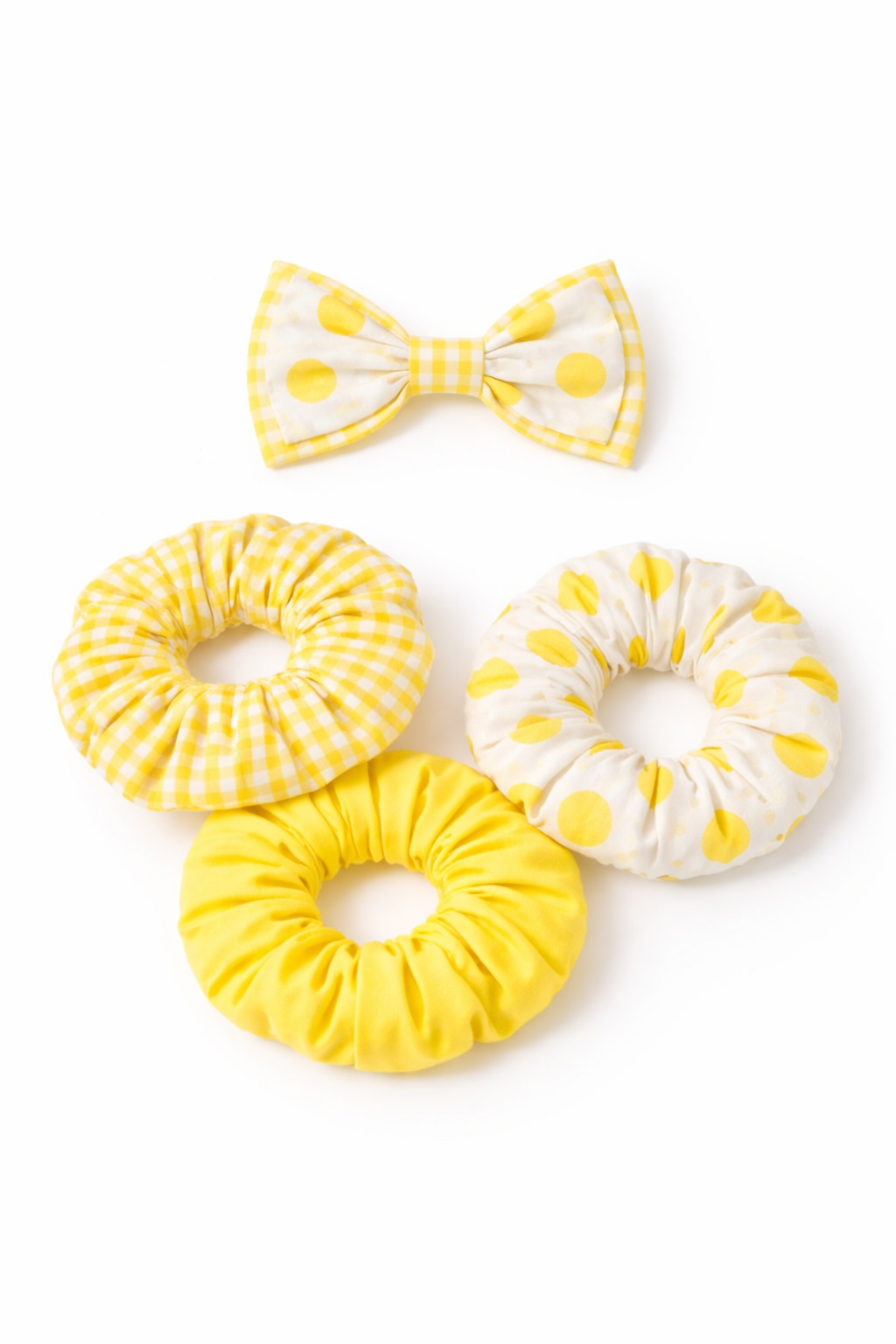 Set Of 3 Cotton Scrunchies With Bow For Girls