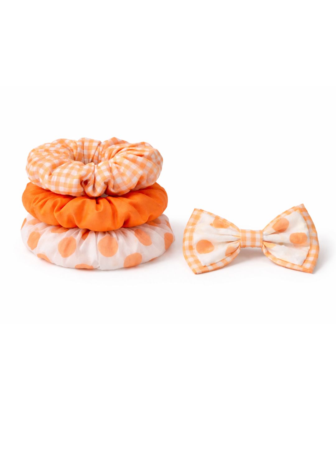 3-Piece Cotton Scrunchies With Hair Bow For Girls