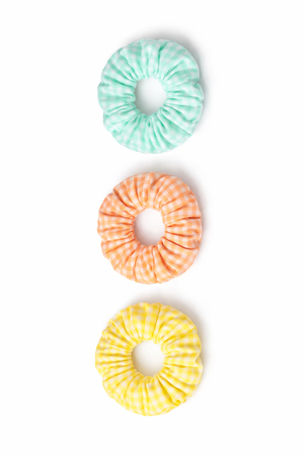 Set Of 3 Checkered Fabric Hair Scrunchies For Girls