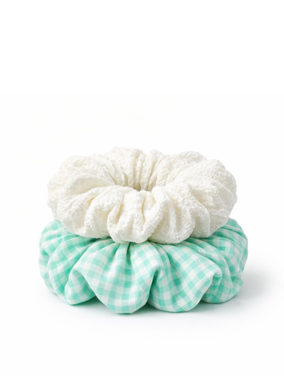 Trendy Girls Checks Pattern Fabric Scrunchies 2-Piece Set